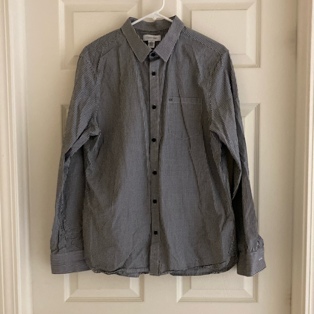 Men's Calvin Klein Button-Down Shirt -  Large - Black and White